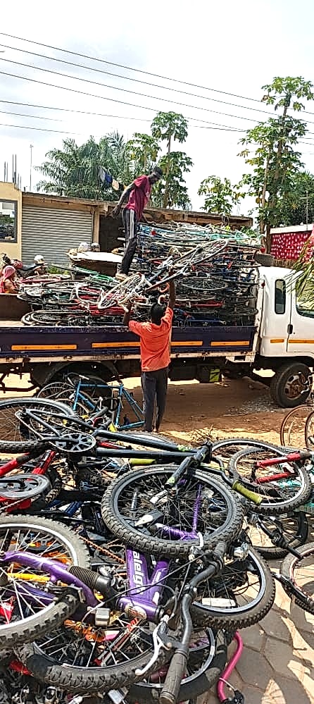 Team assessing bicycles